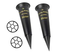 Vaso Funebre Nero Con Base A Punta Con Inserto Per Cimitero Set Di 2 - Scegli