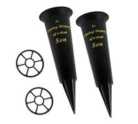Vaso Funebre Nero Con Base A Punta Con Inserto Per Cimitero Set Di 2 - Scegli