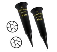 Vaso Funebre Nero Con Base A Punta Con Inserto Per Cimitero Set Di 2 - Scegli