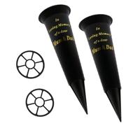 Vaso Funebre Nero Con Base A Punta Con Inserto Per Cimitero Set Di 2 - Scegli