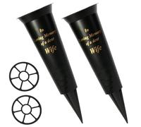 Vaso Funebre Nero Con Base A Punta Con Inserto Per La Tomba Set Di 2 - Moglie