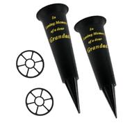 Vaso Funebre Nero Con Base A Punta Con Inserto Per La Tomba Set Di 2 - Nonno