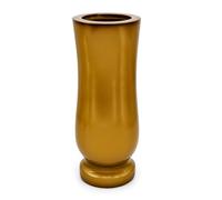 Vaso funerario in resina granito dorato 20 cm altezza Ø 10 cm - elegante vaso per cimitero resistente alle intemperie con inserto in plastica - elegante decorazione per il cimitero ()