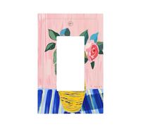 Vaso giallo con rose rosa interruttore della luce piastra da parete piastra frontale copertura singola bilanciere 1 banda decoratore presa coperture per la casa cucina camera bagno Decor