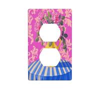 Vaso giallo con rose rosa sul tavolo copertura interruttore luce decorativo 1 banda piastra da parete per cucina camera bagno dimensioni 7 x 11,4 cm