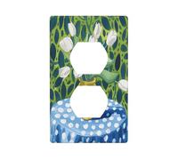 Vaso giallo con tulipani bianchi puntini copertura interruttore luce copertura decorativa 1 banda piastra da parete per cucina camera bagno dimensioni 7 x 11,4 cm