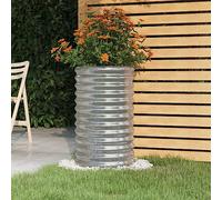 Vaso Giardino in Acciaio Verniciato a Polvere 40x40x68 cm Argento - Fioriera Rotonda Resistente per Piante, Fiori e Erbe Aromatiche Ideale per Balcone, Terrazzo Giardino - Robusta e Antiruggine