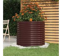 Vaso Giardino Rotondo in Acciaio Verniciato a Polvere 80x80x68 cm Marrone - Fioriera da Esterno Resistente alle Intemperie per Piante, Fiori e Erbe Aromatiche - Ideale per Giardino, Balcone e Patio