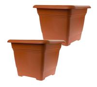 Vaso grande esterno 48 x 48 cm (set da 2) - Vaso da fiori resistente al gelo in plastica - Made in Germany - Fioriera con protezione UV & serbatoio acqua - Terracotta