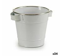 Vaso Ibergarden Bianco Argentato Zinco Secchio 19,5 x 14,5 x 16,5 cm [24 Unit
