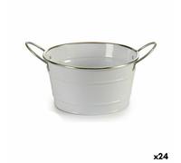 Vaso Ibergarden F60326-D Bianco Argentato Zinco Secchio 27,5 x 10,5 x 20 cm [
