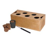 Vaso Idroponico In Legno M Con 5 Vasi Idro Colore Pianta 41,5x18,5x14,5cm