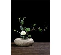 Vaso Ikebana in ceramica giapponese, contenitore per composizioni floreali con rana rotonda A11