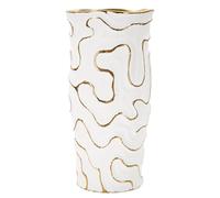 Vaso in ceramica bianca con eleganti linee dorate, ADORE ideale nell'arredamento Dimensioni Ø 16X32,5 cm in Polyresin multicolor bianco