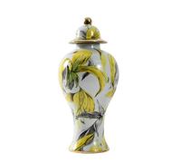 Vaso in Ceramica con Coperchio per Zenzero, per Arredamento casa, Dipinto a Mano con pennellate Dorate, Contenitore per la conservazione di Decorazioni per la Cucina e la Sala da Pranzo, Mul