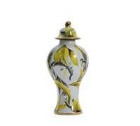 Vaso in Ceramica con Coperchio per Zenzero, per Arredamento casa, Dipinto a Mano con pennellate Dorate, Decorazione per Cucina e Sala da Pranzo, Multicolore-S (Multicolore S)