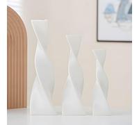 Vaso in ceramica Decorazione dei vasi Decorazione della tavola Set di vasi geometrici tre pezzi Pieno di modernità Vaso decorativo Adatto per decorazione della tavola/decorazione della tav (bianco)