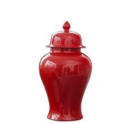 Vaso in ceramica, vaso moderno Jingdezhen classico con coperchio in porcellana floreale, vaso di fiori in ceramica for la decorazione domestica salotto camera da letto ufficio decorativo, rosso, multi
