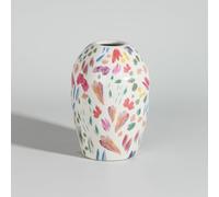 Vaso in gres verde, giallo e rosa alt. 18 cm