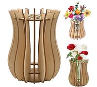 Vaso in Legno per Fiori Lego, Puzzle Espositore per Fiori, Costruibile 3D per Bouquet, Rose, Tulipani, Decorazione Moderna per Casa (piccolo modello)