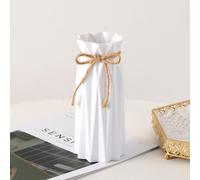 Vaso in plastica, altezza 17,5 cm, vaso per erba pampa con design a origami, vaso in plastica monocromatico, vaso per fiori artificiali dall'aspetto ceramico, per centrotavola, decorazione country far