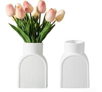 Vaso in plastica bianca con effetto ceramica, per fiori secchi e composizioni fresche, elegante decorazione per la casa, soggiorno, camera da letto, locanda, design leggero e infrangibile (bianco)
