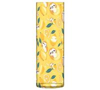 Vaso in plastica con bradipi su limoni gialli, 30 cm, trasparente, estetico, decorativo, per la casa, la cucina, il soggiorno