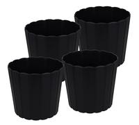 KOTARBAU Set di 4 vasi da fiori, diametro 24 cm, altezza: 22 cm, colore antracite, plastica, per piante da interni, vasi da fiori, grandi, esterni, vaso da balcone, decorativo