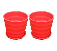 Vaso in plastica riciclata robusto resistente alle intemperie (rosso M) | Look ceramica, drenaggio efficace, delicato sulle radici, confezione da 2, bianco