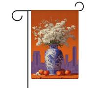 Vaso in porcellana cinese con orchidee bandiera da giardino, festività stagionali, juta, doppia faccia, bandierine esterne 30,5 x 45,7 cm