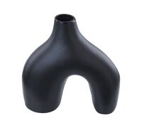 Vaso in porcellana nera 30 cm accessorio moderno fatto a mano Lamia