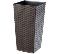 KADAX Elegante Vaso Alto per Piante da Interno ed Esterno Decorativo, Grande Fioriera in Plastica per Giardino e Balcone (Marrone, Rattan, 57 cm)