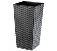 KADAX Elegante Vaso Alto per Piante da Interno ed Esterno Decorativo, Grande Fioriera in Plastica per Giardino e Balcone (Grafite, Rattan, 75 cm, ca. 54L)