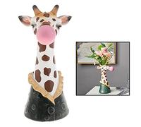Vaso in resina con testa di giraffa che soffia bolle faccia animale vaso di fiori secchi Composizione di fiori in resina fioriera da scrivania testa di giraffa scultura per la casa decorazione del