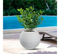 Vaso in resina da esterno interno per piante tondo a sfera di design d.40x h 33cm - Peso 1,5 kg Botticelli Grigio colore Bianco bianco