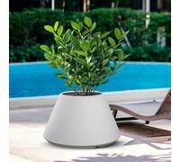 Vaso in resina da esterno interno per piante tondo conico design d.60x h35 cm peso 2 kg Stromboli Bianco bianco