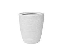 Vaso in Resina Tronco Conico Basso Rigato Shabby Bianco Perla