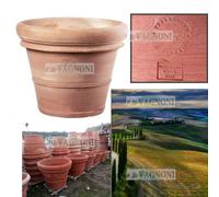 Vaso in terracotta toscana liscio terra siena timbrato fatto a mano giardino