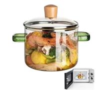 Vaso in vetro - 1600 ml trasparente resistente al calore con riscaldamento rapido teiera per cottura a fuoco, pentola da cucina in vetro con coperchio, per zuppa di latte, fornello, salsa di pasta