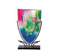 Vaso in vetro Art Cool - blu, rosa - vetro dipinto a mano - altezza 49 cm - vaso da tavolo soggiorno