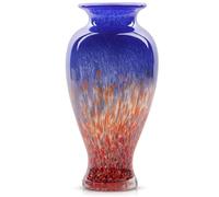 Vaso in vetro blu alto 30 cm, bellissimo vaso in vetro soffiato a mano, decorazione per la casa moderna, bocca larga, vasi colorati per caminetto, tavolo da pranzo, centrotavola, ingresso, soggiorno