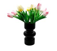 Vaso in vetro geometrico, moderno vaso idroponico, vaso di vetro a tulipano, vaso decorativo per casa, ufficio, matrimonio (nero)