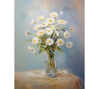 Vaso in vetro margherite bianco arte da parete - poster floreale -...