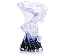 Vaso in Vetro Soffiato Blu, Unico Vaso Marino Decorativo per Interni Centrotavola, Tavolino Da Caffè, Soggiorno, Decorazione per Ufficio - 20,5 Cm Alto