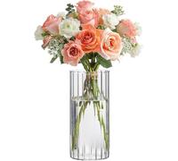 Vaso in vetro trasparente 20 cm,vaso cilindrico per composizioni floreali e decorazioni,ideale per sale da pranzo,soggiorni e uffici,casa moderna,ufficio e vaso in vetro centrotavola per matrimoni