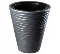 Vaso KADAX con inserto, vaso rotondo, 40 cm, antracite