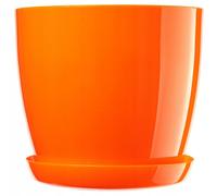 KADAX Flowerpot, fioriera con sottobicchieri, secchio di fiori rotondi per all'interno, elegante pentola di piante fatta di plastica, fioriera per fiori, piante, casa, (Ř 20 cm, arancione)