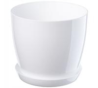 Vaso KADAX con piatto, vaso rotondo, 18 cm, bianco