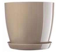 Vaso KADAX con piatto, vaso rotondo, 20 cm, beige