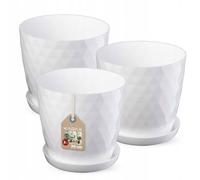 Vaso KADAX con piatto, vaso rotondo, 30 cm, bianco, 3 pezzi